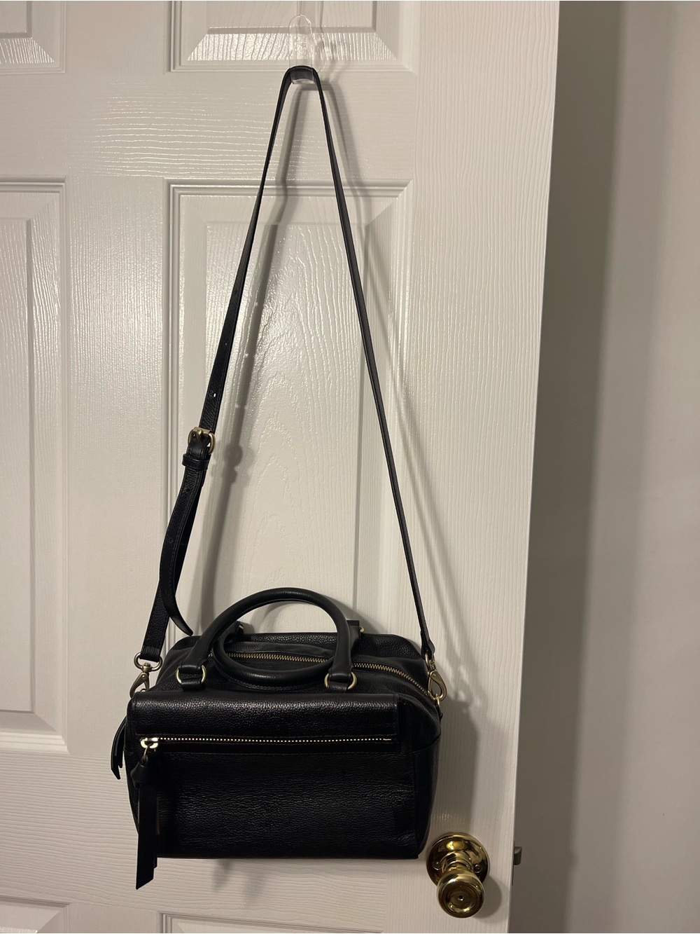 Foley + Corinna Black Leather Zip-Top Crossbody